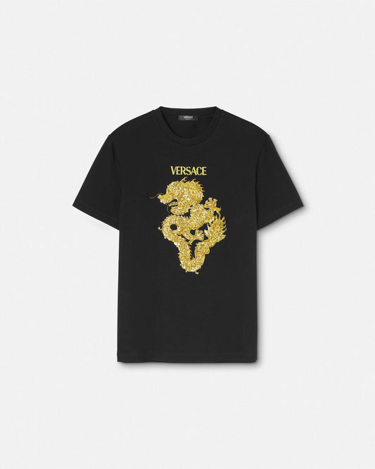 Golden Dragon Print T Shirt