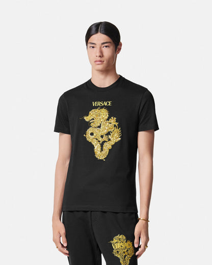 Golden Dragon Print T Shirt