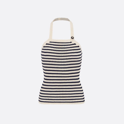 Striped Halter Backless Tank Top