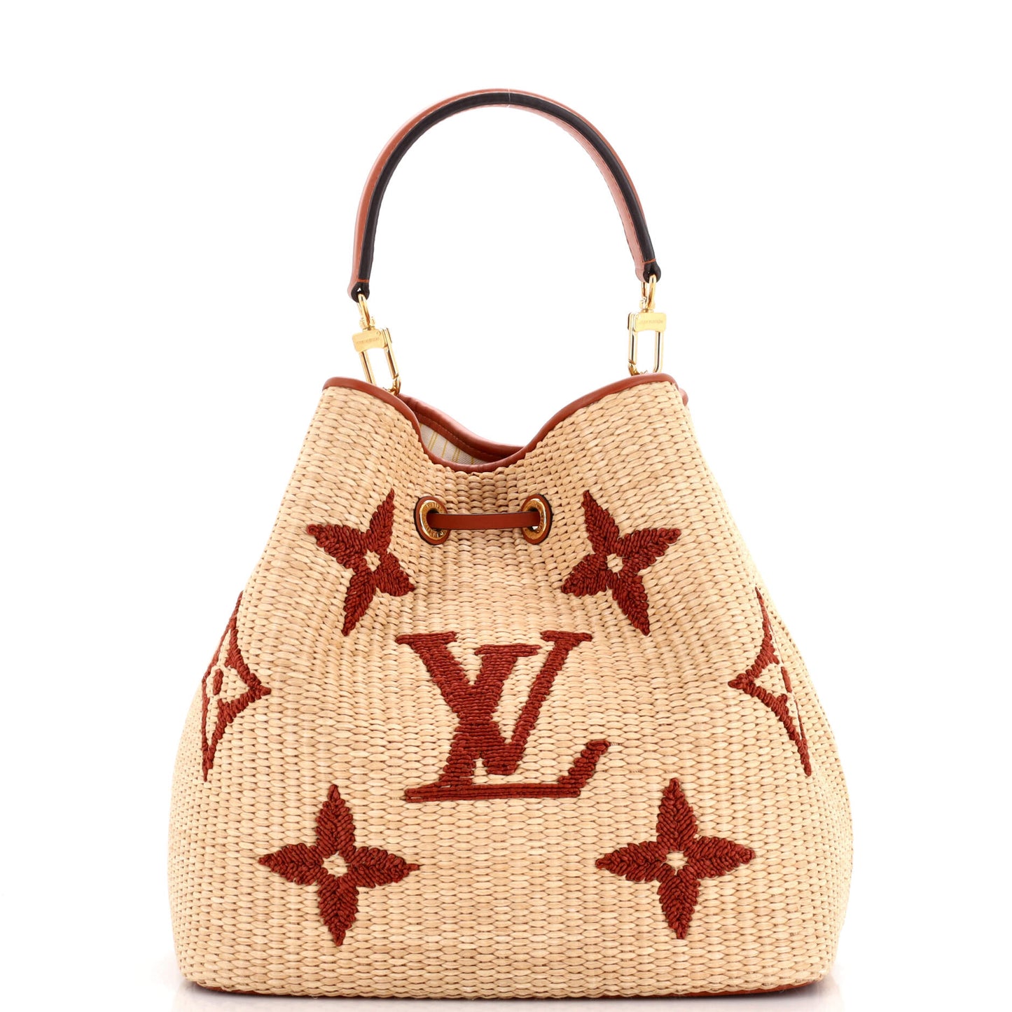Embossed Straw Bucket Bag