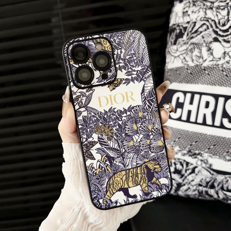 Forest Tiger Flower Leather Case