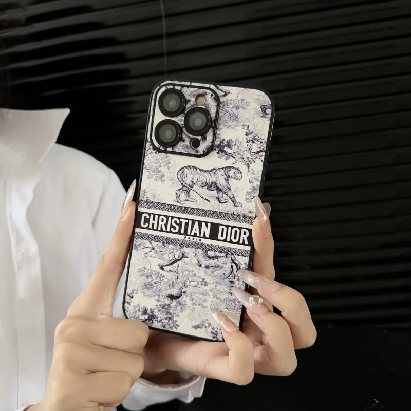Forest Tiger Flower Leather Case