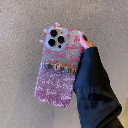 Gradient Glitter Bow Heart Diamond Case